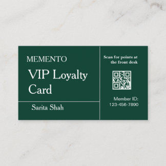 Visite Carte de fidélité QR Code élégante en menthe émera