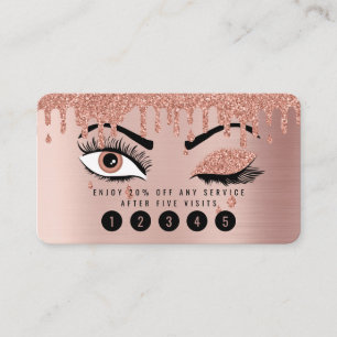 Visite Carte de fidélité rose Pink Gold Eyelashes Parties