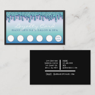 Visite Carte de fidélité Turquoise Sparkle Nail Salon Par