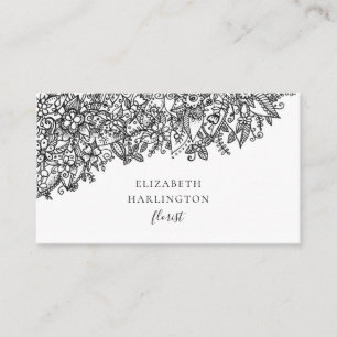 Visite Carte de fleurs noir et blanc. Botanique moderne