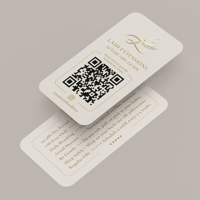 Visite Carte de guide de soins après extensions de cils L (Lux Lash Extensions Aftercare Guide Instruction Member Card
)