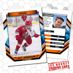 Visite Carte de hockey sur glace en orange blanc cool