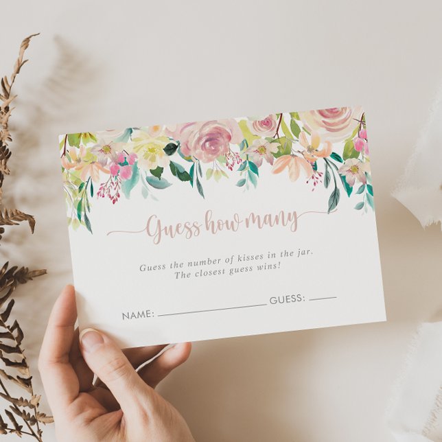 Visite Carte de jeu Floral Rose Gold Devinez combien (Créateur téléchargé)