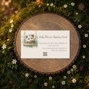 Visite Carte de liste de naissance Woodland Opossum • Fêt