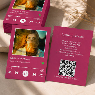 Visite Carte de musique QR Code Rose Moderne Photo de cha