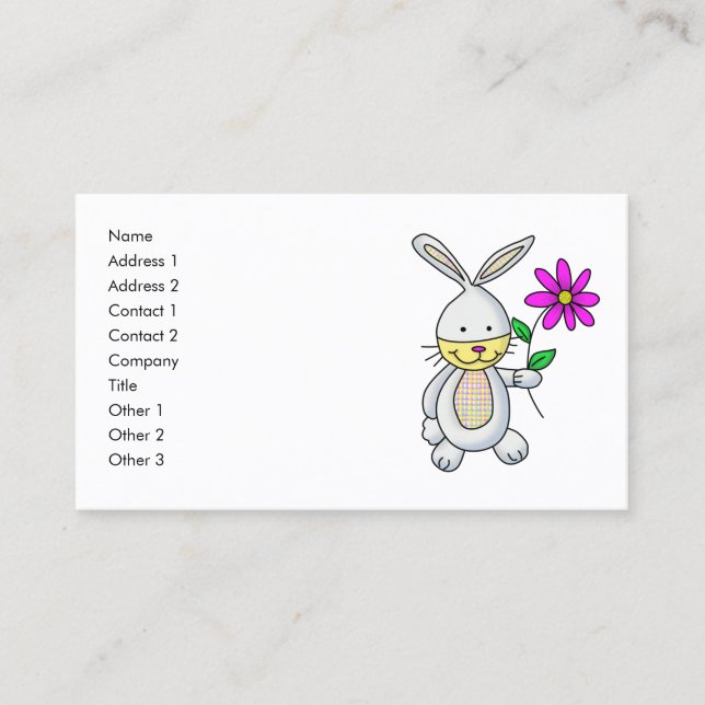 Visite Carte de nom de la fleur de lapin de dessin mignon (Devant)