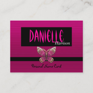 Visite Carte de nom personnelle de profil Papillon Rose C