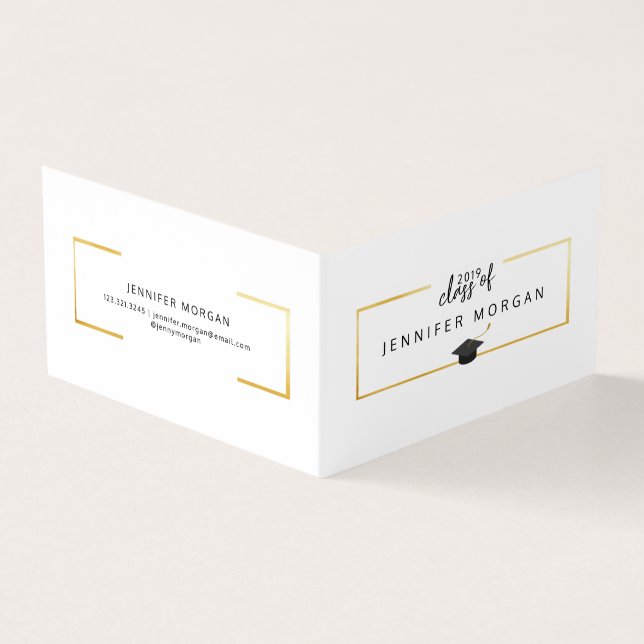 Visite Carte de nom pliée Gold Elegant (Extérieur)