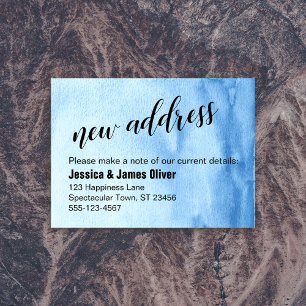 Visite Carte de nouvelle adresse Blue Ombre Watercolor