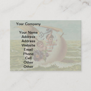 Visite Carte de Pâques antique Œuf de Voile Enfants