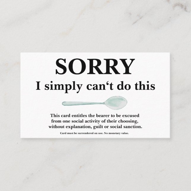 Visite Carte de pardon avec cuillère pour cuillères (Devant)