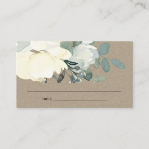 VISITE CARTE DE PLACE BABY SHOWER FLORAL BLANC KRAFT IVOR