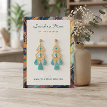 Carte de Présentation de Bijoux en Marbre Pailleté