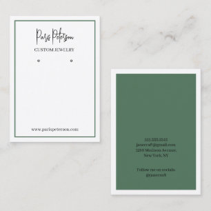 Visite Carte de présentation de bijoux modernes vert oliv