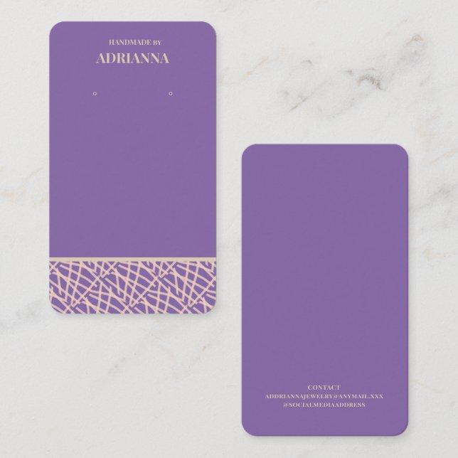 Visite Carte de Présentation de Boucles d'Oreilles Violet (Devant / Derrière)
