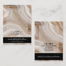 Carte de présentation en agate beige avec VOTRE LO