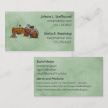 Carte de présentation sociale verte tracteur