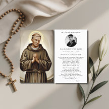 Carte de prière de la Saint François d'Assise