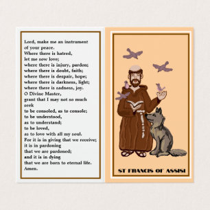 Visite carte de prière de Saint François d'Assise