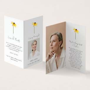 Visite Carte de prière funéraire avec photo de Rudbeckia
