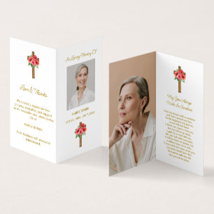 Visite Carte de prière funéraire avec photo pliée de coqu