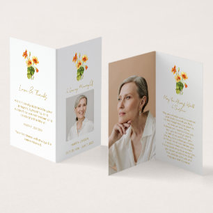 Visite Carte de prière funéraire photo de capucine pliée