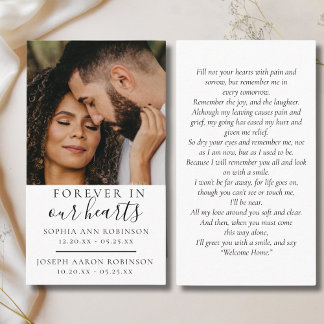 Visite Carte de prière funéraire photo double mémorial