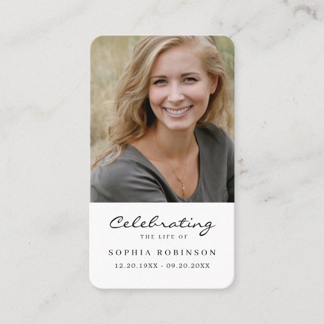 Visite Carte de prière funéraire pour la célébration de l (Devant)