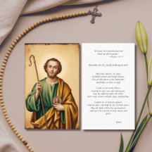 Carte de prière photo St. Jude pour maladie