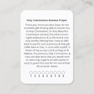 Visite Carte de prière Sainte Communion Novena