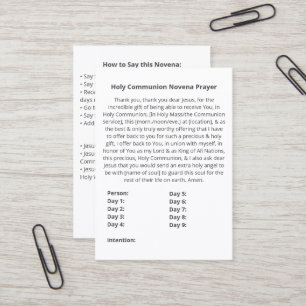 Visite Carte de prière Simple Holy Communion Novena