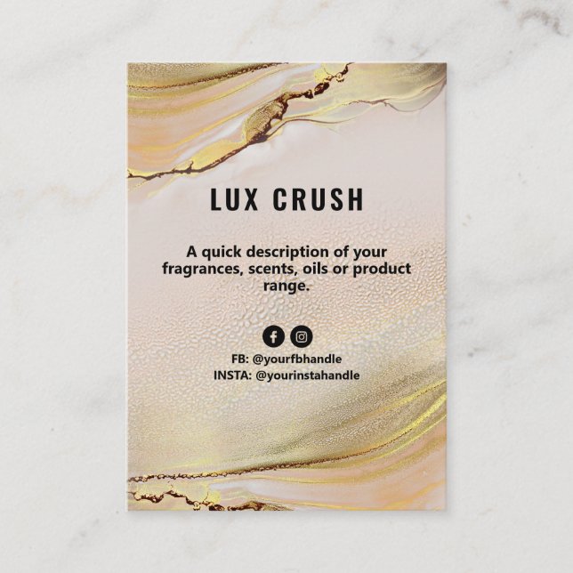 Visite Carte de prix de l'encre d'alcool rose et or (Devant)