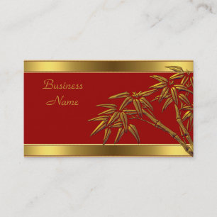 Visite Carte de profil Bamboo rouge or asiatique