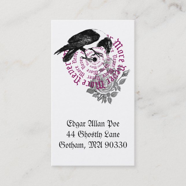 Visite Carte de profil Corbeau et Rose (Devant)