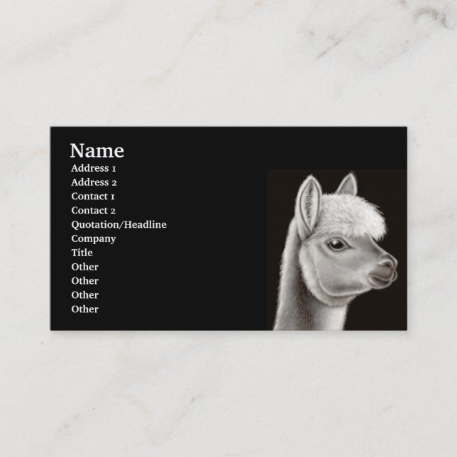 Visite Carte de profil d'alpaga (Devant)