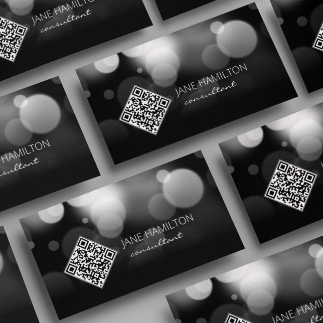Visite Carte de profil noir moderne QR Code (Créateur téléchargé)