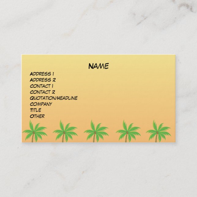 Visite Carte de profil photo Palm Tree (Devant)
