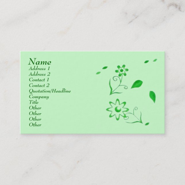 Visite Carte de profil verte naturelle (Devant)