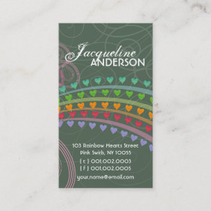 Visite Carte de profil Whimsical Rainbow Hearts Pink Swir