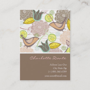 Visite Carte de profil Whimsical Sweet Birds & Floral Gar