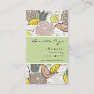 Visite Carte de profil Whimsical Sweet Birds & Floral Gar