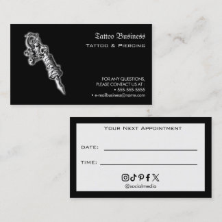 Visite Carte de rappel de rendez-vous de salon de tatouag