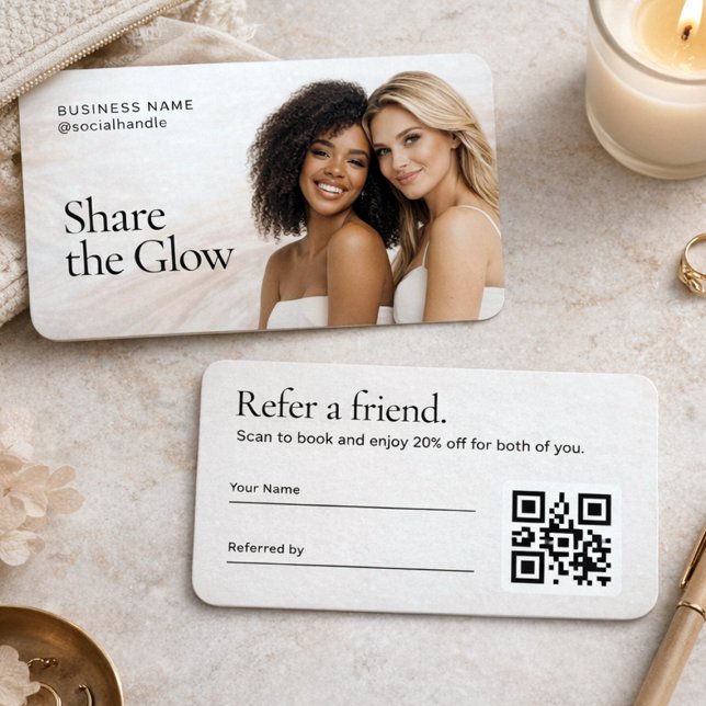 Visite Carte de recommandation de code QR photo esthétiqu (Créateur téléchargé)