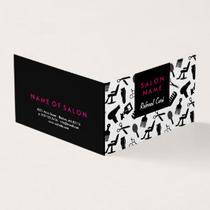 Visite Carte de référence Chic Black & Hot Pink Hair Salo