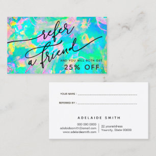 Visite carte de référence de texture néon opal
