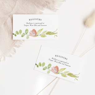 Visite Carte de registre Corail Green Watercolor