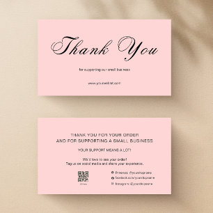 Visite Carte de remerciement à code QR rose pour petite e