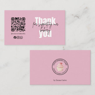 Visite Carte de remerciement de boulangerie rose Cupcake