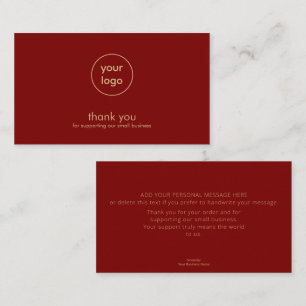 Visite Carte de remerciement de logo de petite entreprise