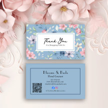 Carte de remerciement d'insertion à code QR floral